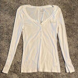 Old Navy White Long Sleeve Fitted Blouse